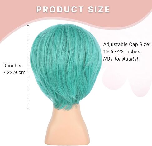 Short Green Synthetic Hair Costume Wig with 2 PCS Tattoos – Natural Looking Cosplay Wigs for Halloween Party, Cosplay Events (Green) in Kuwait