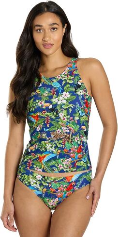نساء رياضيات عالية الرقبة Tankini قمم - قمم الاستحمام للنساء - أدوات سباحة للدبابات الرياضية مع دعم حمالة الصدر على الرف in Saudi Arabia