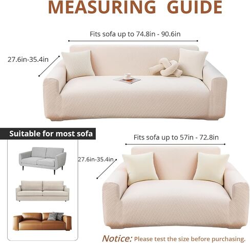 Stretch Couch Covers, Couch Covers for 3 Cushion Couch Sofa pet Friendly, Washable, Furniture Protector Sofa with Elastic Bottom for Cats, Dogs (Wheat Ear Style - Beige, 3 Seats) in Saudi Arabia
