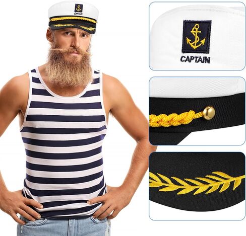 Noleitoy Captain Yacht Hat ، Sailor Cap Adult Marine Admiral للحصول على ملحقات الأزياء (أبيض) in Saudi Arabia