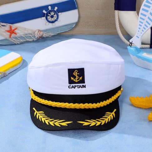 Noleitoy Captain Yacht Hat ، Sailor Cap Adult Marine Admiral للحصول على ملحقات الأزياء (أبيض) in Saudi Arabia