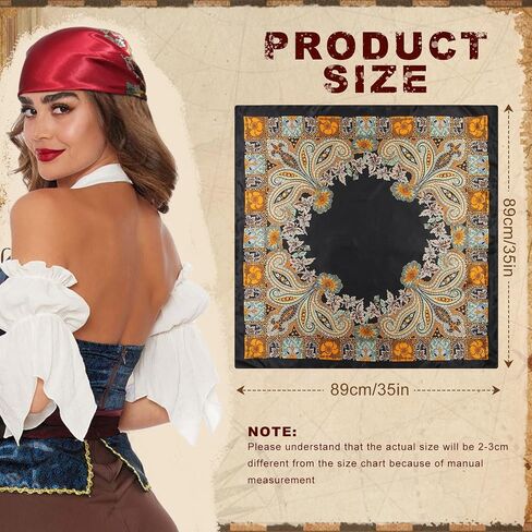 AWAYTR Pirate Costume Accessories Set for Men and Women, Comes with Head Scarf, Necklace, Sash Belt, Eye mask in Saudi Arabia