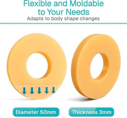 Vive 10 PCS Ostomy Barrier Rings - 3mm Moldable Skin Barrier for Drainable Ostomy Bag - Hydrocolloid Skin Extender Rings - Medical Grade Ostomy Supplies for Colostomy, Ileostomy, Postoperative Care in Kuwait
