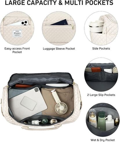 Travel Duffle Bag, Weekender Bags for Women with Shoe Compartment, Overnight Bag with Toiletry Bag, Carry On Duffel Bags For Airplanes, Yoga Gym Duffel Bag, Black in Saudi Arabia