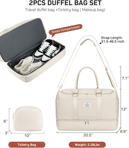 Travel Duffle Bag, Weekender Bags for Women with Shoe Compartment, Overnight Bag with Toiletry Bag, Carry On Duffel Bags For Airplanes, Yoga Gym Duffel Bag, Black in Saudi Arabia