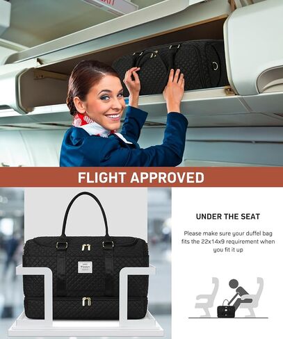 Travel Duffle Bag, Weekender Bags for Women with Shoe Compartment, Overnight Bag with Toiletry Bag, Carry On Duffel Bags For Airplanes, Yoga Gym Duffel Bag, Black in Saudi Arabia