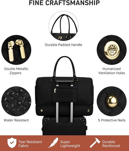 Travel Duffle Bag, Weekender Bags for Women with Shoe Compartment, Overnight Bag with Toiletry Bag, Carry On Duffel Bags For Airplanes, Yoga Gym Duffel Bag, Black in Saudi Arabia