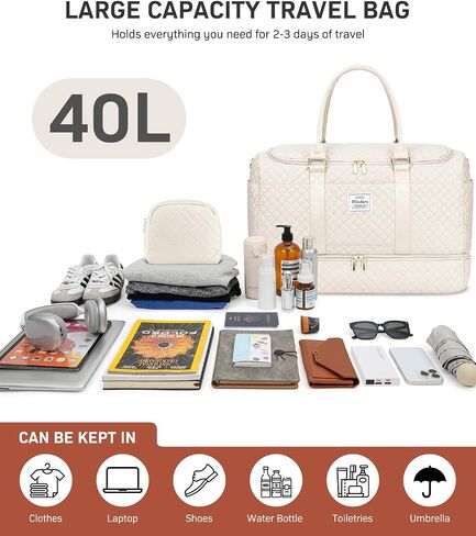 Travel Duffle Bag, Weekender Bags for Women with Shoe Compartment, Overnight Bag with Toiletry Bag, Carry On Duffel Bags For Airplanes, Yoga Gym Duffel Bag, Black in Saudi Arabia