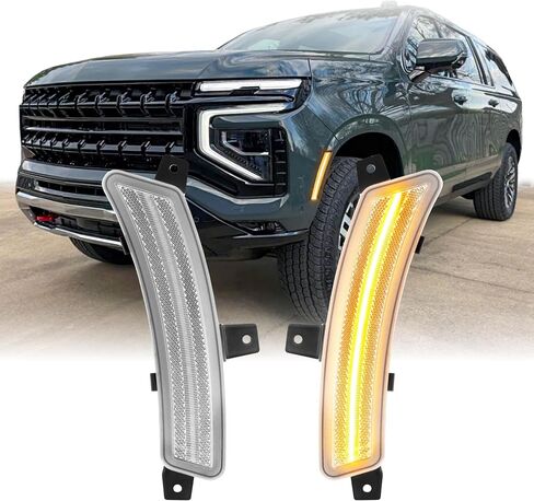 USR 25-Up GMT-T1 SUV SIV Marker Light-مصابيح وقوف السيارات الأمامية (يسار + يمين)-متوافق مع 2025+ Chevy Suburban ، Tahoe/GMC Yukon/Escalade (عدسة دخان مع تسلسل بدء التشغيل الأبيض) in Saudi Arabia