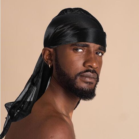 3Pcs Silky Durag for Men Smooth Silk Durag Long Fashion Headbands Premium Wave Doo Rags for Men Women in Saudi Arabia