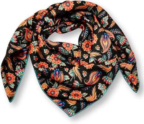 Wild Rag Silk وشاح 36 '' ، Western Cowboy Bandana Square Square Wild Wild Floral Designs Descrives in Saudi Arabia