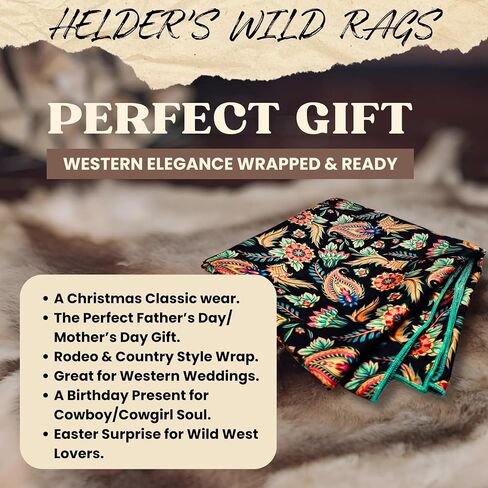 Wild Rag Silk وشاح 36 '' ، Western Cowboy Bandana Square Square Wild Wild Floral Designs Descrives in Saudi Arabia