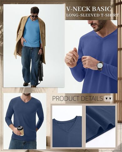 6 Pack Big and Tall Shirts for Men L-7xl Cotton Long Sleeve V Neck Loose Fit Tops Fall Casual Basic Tee Multipack in Saudi Arabia