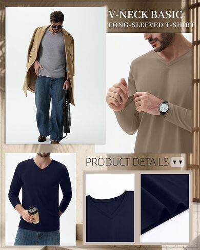 6 Pack Big and Tall Shirts for Men L-7xl Cotton Long Sleeve V Neck Loose Fit Tops Fall Casual Basic Tee Multipack in Saudi Arabia