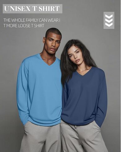 6 Pack Big and Tall Shirts for Men L-7xl Cotton Long Sleeve V Neck Loose Fit Tops Fall Casual Basic Tee Multipack in Saudi Arabia