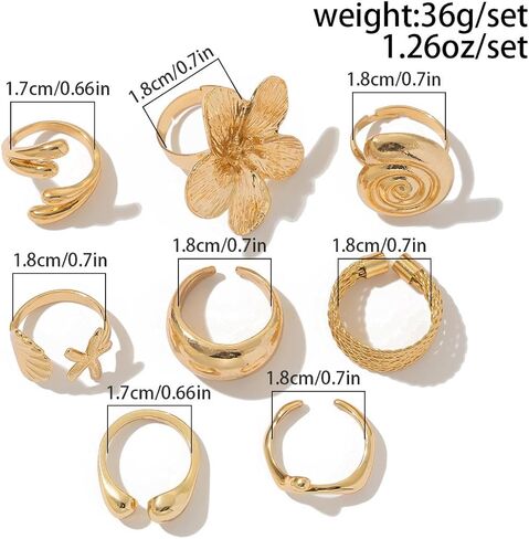 ALEXTINA 12PCS Chunky Rings for Women, Adjustable Stackable Rings Set Knuckle Rings, Non Tarnish Statement Ring Mnimalist Jewelry in Kuwait