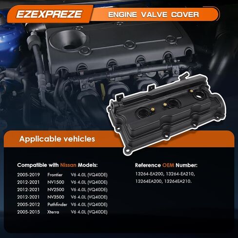 تغطي صمام محرك زوج Ezexpreze متوافقًا مع 2005-2019 Nissan Frontier 05-15 Xterra 05-12 Pathfinder NV1500 2500 3500 4.0L V6 استبدال 13264-EA210 13264-EA200 in Kuwait