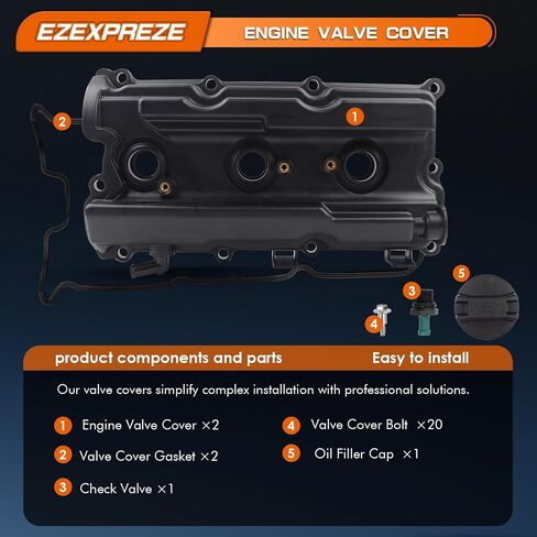 تغطي صمام محرك زوج Ezexpreze متوافقًا مع 2005-2019 Nissan Frontier 05-15 Xterra 05-12 Pathfinder NV1500 2500 3500 4.0L V6 استبدال 13264-EA210 13264-EA200 in Kuwait