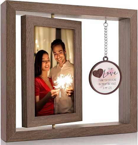 LukieJac Love You to the Moon and Back Picture Frame - Valentines Anniversary Wedding Birthday Christmas Gifts for Husband, Wife, Him, Her, Couples Rotating 4x6 Picture Frame in Kuwait