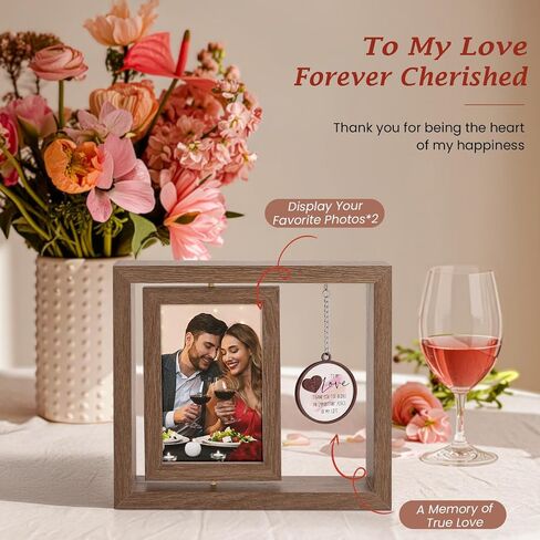 LukieJac Love You to the Moon and Back Picture Frame - Valentines Anniversary Wedding Birthday Christmas Gifts for Husband, Wife, Him, Her, Couples Rotating 4x6 Picture Frame in Kuwait