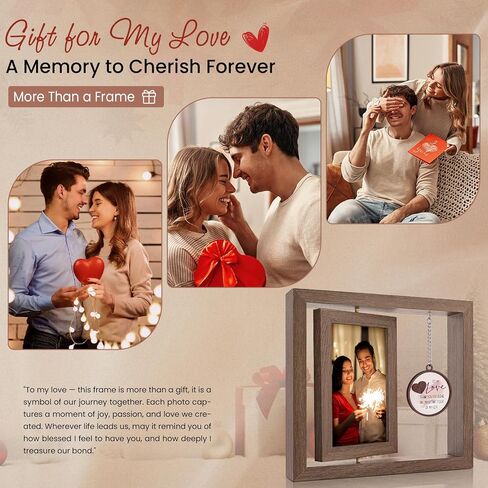LukieJac Love You to the Moon and Back Picture Frame - Valentines Anniversary Wedding Birthday Christmas Gifts for Husband, Wife, Him, Her, Couples Rotating 4x6 Picture Frame in Kuwait