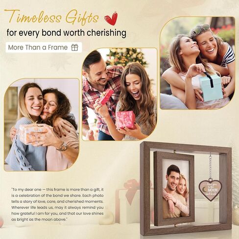 LukieJac Love You to the Moon and Back Picture Frame - Valentines Anniversary Wedding Birthday Christmas Gifts for Husband, Wife, Him, Her, Couples Rotating 4x6 Picture Frame in Kuwait