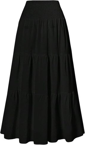 Soly Hux Women's High Pherened Summer Boho A Line Tier Maxi Skirt Flowy Long Chofl in Kuwait
