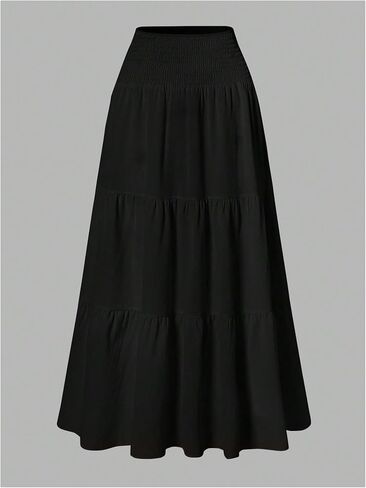 Soly Hux Women's High Pherened Summer Boho A Line Tier Maxi Skirt Flowy Long Chofl in Kuwait