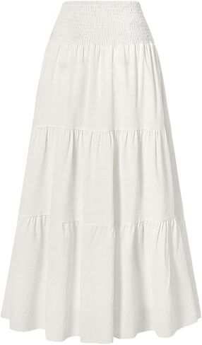 Soly Hux Women's High Pherened Summer Boho A Line Tier Maxi Skirt Flowy Long Chofl in Kuwait