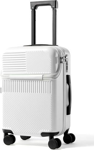 UrbanExplorer 20 Inch Carry-On Luggage with Front Opening, Cup Holder & USB Port, Lightweight ABS+PC Hardshell Spinner Suitcase, Airline Approved, 360° Wheels, Black in Kuwait