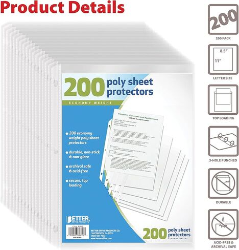 Better Office Products Sheet Protectors, 100 Count (81450) in Saudi Arabia