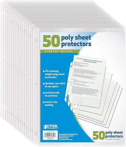 Better Office Products Sheet Protectors, 100 Count (81450) in Saudi Arabia