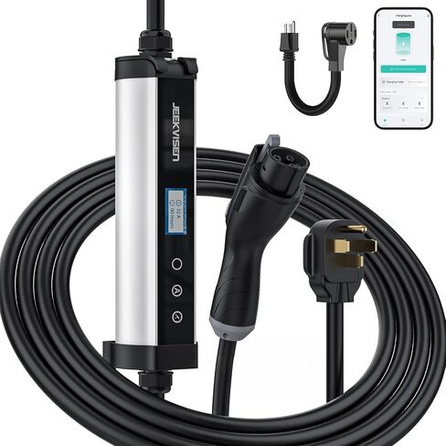 Tesla EV Charger Level 1/2, 9.6 kW 40A 240V, NEMA 14-50 Plug, 25' Cable, Adjustable Amps & Delay Timer, ETL/FCC Certified – Compatible with Tesla Model 3/Y/S/X/Cybertruck in Kuwait