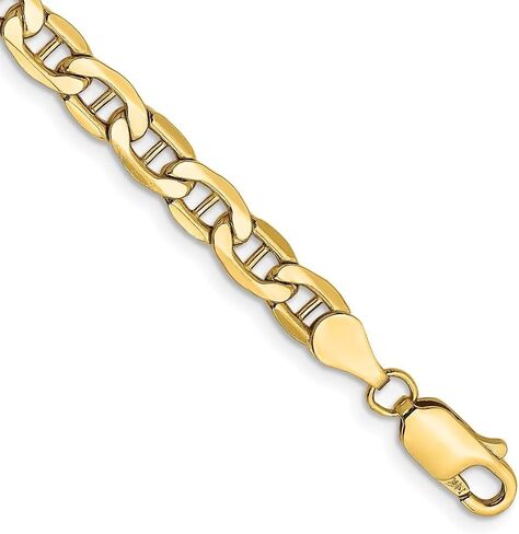 14K Yellow Gold 4.75mm Semi-Solid Anchor Chain Bracelet 7" to 9" in Saudi Arabia