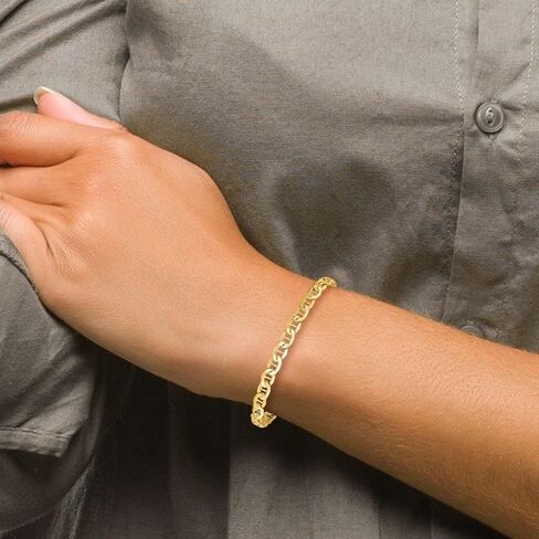 14K Yellow Gold 4.75mm Semi-Solid Anchor Chain Bracelet 7" to 9" in Saudi Arabia