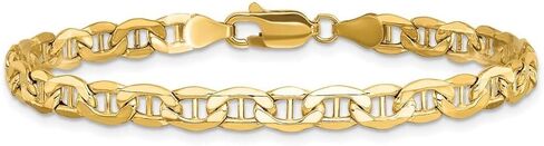 14K Yellow Gold 4.75mm Semi-Solid Anchor Chain Bracelet 7" to 9" in Saudi Arabia