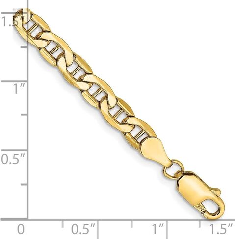 14K Yellow Gold 4.75mm Semi-Solid Anchor Chain Bracelet 7" to 9" in Saudi Arabia