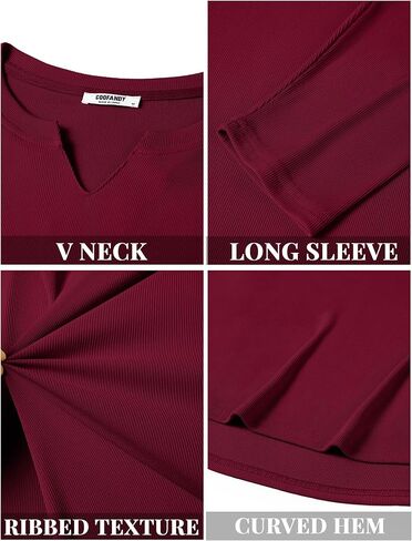 COOFANDY Men's Long Sleeve Muscle T Shirts Casual V-Neck Slim Fit Longline Ribbed Shirts Stretch Tee Shirts in Saudi Arabia