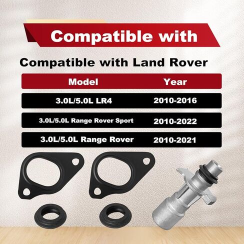 R028136 Aluminum Oil Cooler Adapter Kit with Dual Water Pump Gaskets Compatible with 2010-2016 Land Rover LR4, 2010-2021 Land Rover Range Rover Replace#: LR049370 LR030593 in Saudi Arabia