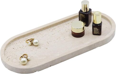 Natural Marble Tray, Oval Vanity Decorative Tray for Bathroom Counter, Countertop Stone Organizer, Catchall Tray for Kitchen, Perfume, Candles, Jewelry Dish Decorative Tray in Saudi Arabia