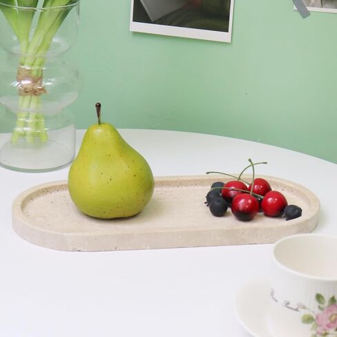 Natural Marble Tray, Oval Vanity Decorative Tray for Bathroom Counter, Countertop Stone Organizer, Catchall Tray for Kitchen, Perfume, Candles, Jewelry Dish Decorative Tray in Saudi Arabia