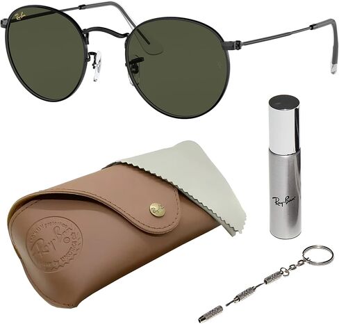 Ray-Ban RB3447 ROUND METAL LEGEND GOLD Round Shaped Sunglasses for Men & Women with Official RAYBAN Eyewear Kit in Saudi Arabia