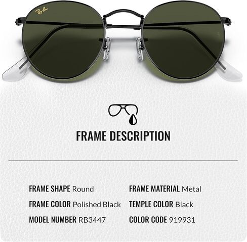 Ray-Ban RB3447 ROUND METAL LEGEND GOLD Round Shaped Sunglasses for Men & Women with Official RAYBAN Eyewear Kit in Saudi Arabia