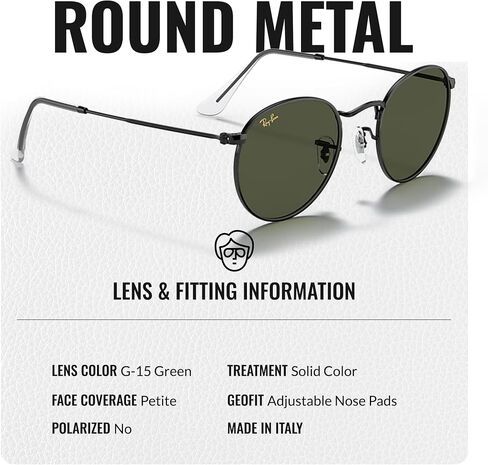 Ray-Ban RB3447 ROUND METAL LEGEND GOLD Round Shaped Sunglasses for Men & Women with Official RAYBAN Eyewear Kit in Saudi Arabia