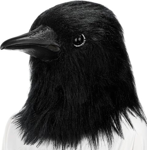 Halloween Black Crow Latex Mask Realistic Raven Mask Animal Full Head Bird Costume Adult Raven Reaper Dress Props for Halloween Costume Party Carnival Headwear Cosplay in Saudi Arabia