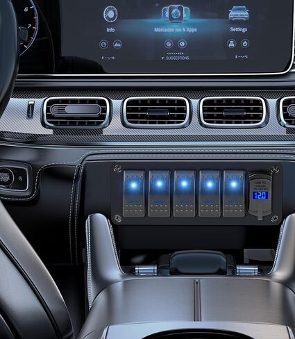 5 عصابة ألومنيوم مفتاح التبديل لوحة تبديل DASH 12V 24V DC 5 PIN ON/OFF ROCKER قبل وصول المفتاح الخلفي الأزرق QC 3.0 USB التبديل للسيارات البحرية قارب البحرية in Kuwait