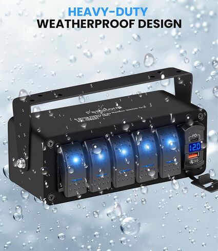 5 عصابة ألومنيوم مفتاح التبديل لوحة تبديل DASH 12V 24V DC 5 PIN ON/OFF ROCKER قبل وصول المفتاح الخلفي الأزرق QC 3.0 USB التبديل للسيارات البحرية قارب البحرية in Kuwait