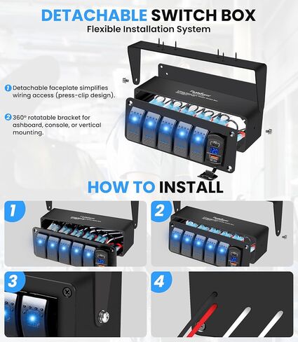 5 عصابة ألومنيوم مفتاح التبديل لوحة تبديل DASH 12V 24V DC 5 PIN ON/OFF ROCKER قبل وصول المفتاح الخلفي الأزرق QC 3.0 USB التبديل للسيارات البحرية قارب البحرية in Kuwait