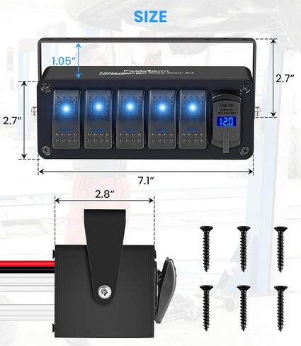 5 عصابة ألومنيوم مفتاح التبديل لوحة تبديل DASH 12V 24V DC 5 PIN ON/OFF ROCKER قبل وصول المفتاح الخلفي الأزرق QC 3.0 USB التبديل للسيارات البحرية قارب البحرية in Kuwait