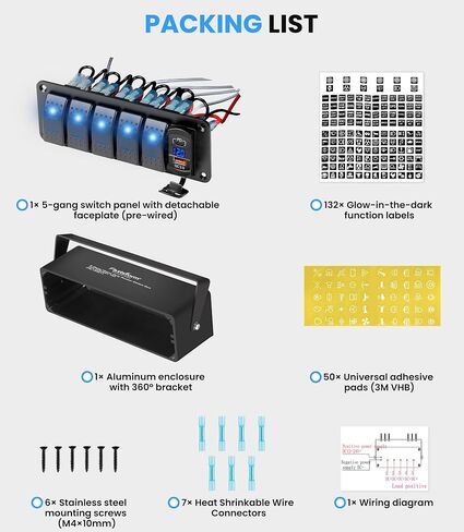 5 عصابة ألومنيوم مفتاح التبديل لوحة تبديل DASH 12V 24V DC 5 PIN ON/OFF ROCKER قبل وصول المفتاح الخلفي الأزرق QC 3.0 USB التبديل للسيارات البحرية قارب البحرية in Kuwait